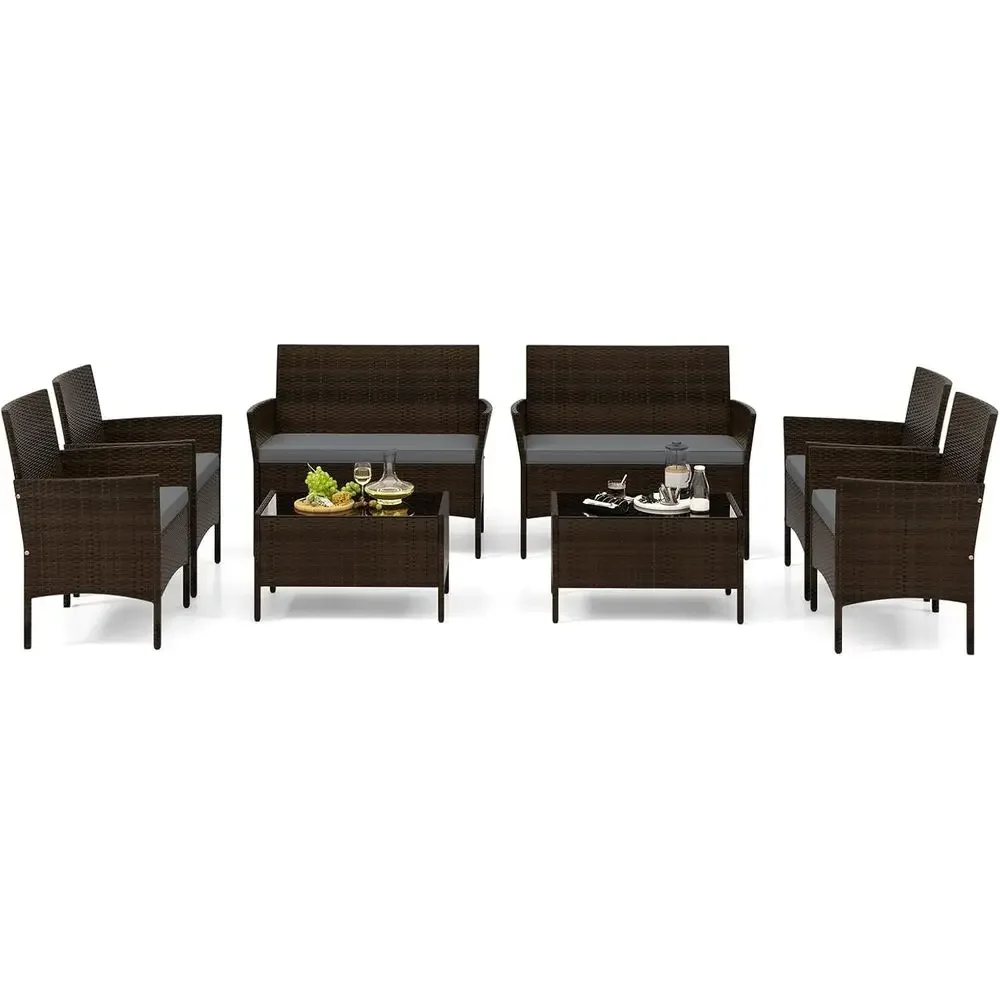 Outdoor Furniture Loveseat - Conjunto de Móveis de Rattan para