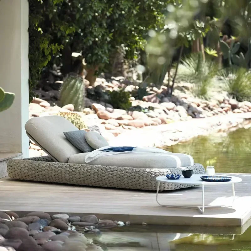 Outdoor Furniture Quality - Espreguiçadeira/sofá reclinável de alumínio de vime