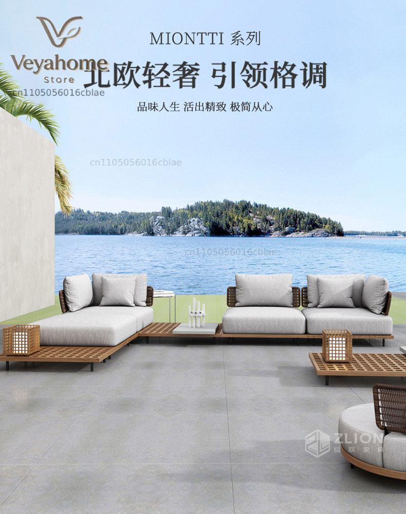 Outdoor Furniture Teak - Sofá de teca para pátio externo,
