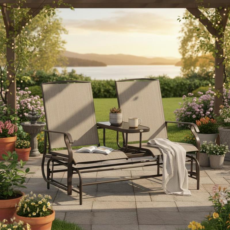 Outdoor Furniture Loveseat - Cadeira de Balanço para Pátio, Sofá