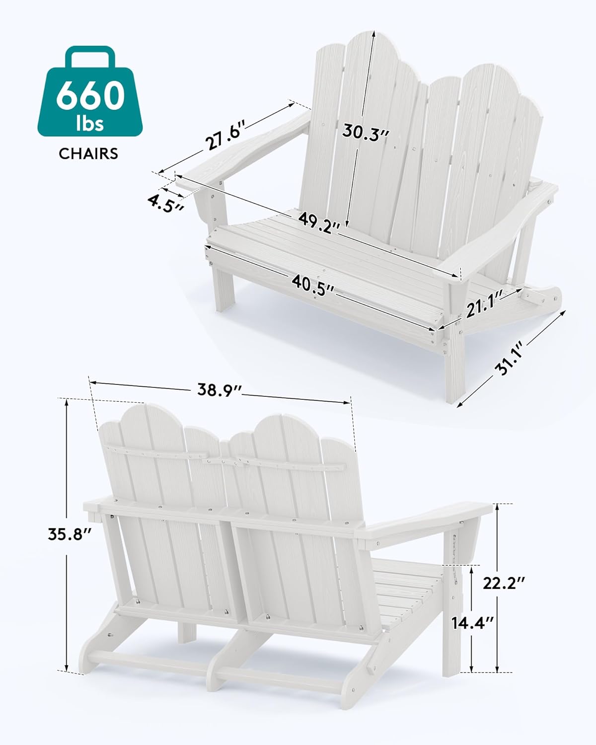 Sofá Adirondack Dobrável em HD - Outdoor Furniture Loveseat avaliação e preço