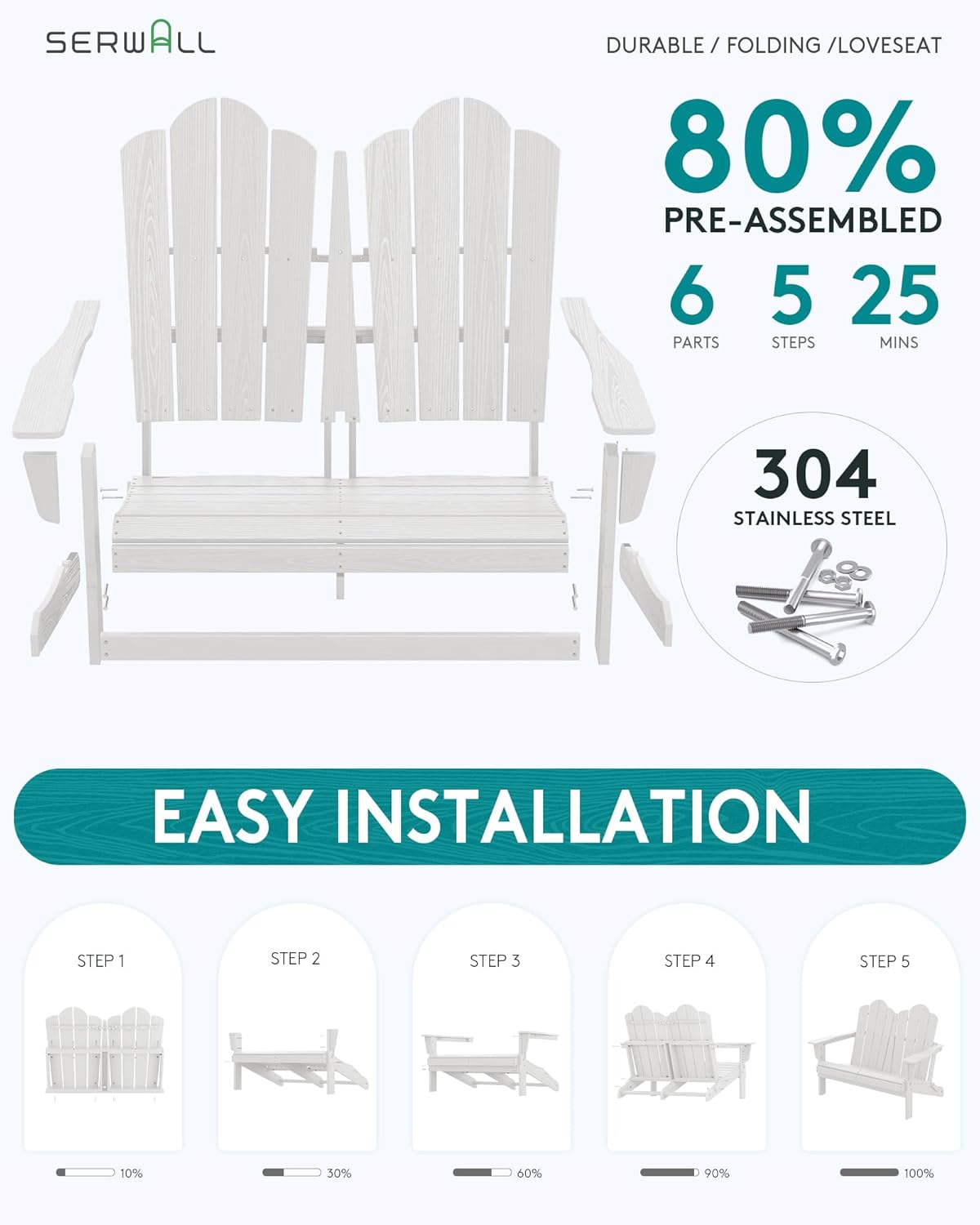 Sofá Adirondack Dobrável em HD - Outdoor Furniture Loveseat avaliação e preço