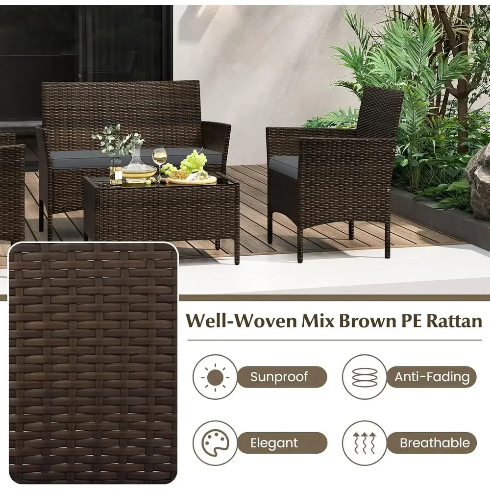 Conjunto de Móveis de Rattan p - Outdoor Furniture Loveseat avaliação e preço