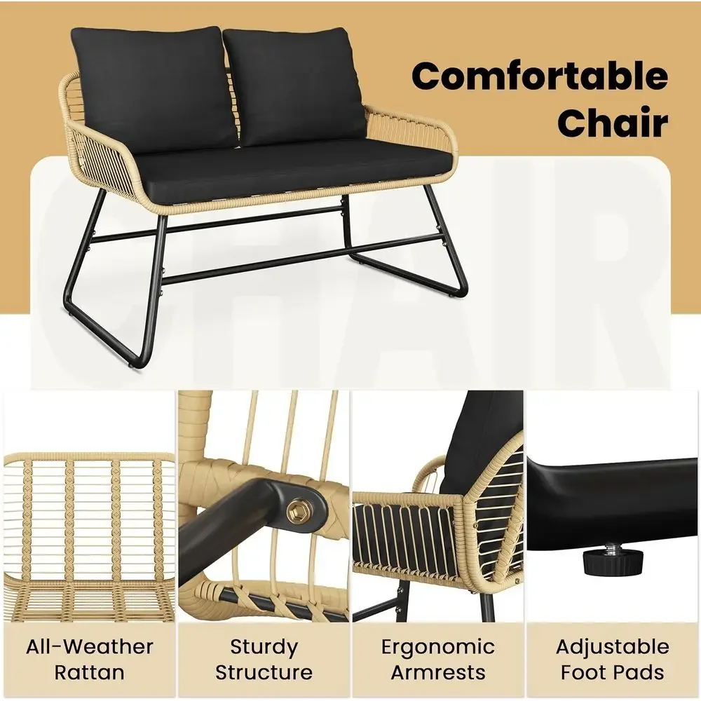 Conjunto de Móveis de Vime par - Outdoor Furniture Loveseat avaliação e preço