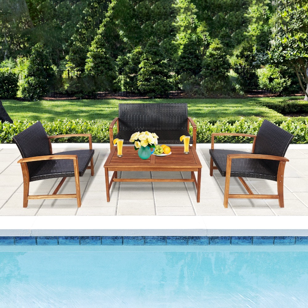 Conjunto de Móveis de Rattan p - Outdoor Furniture Loveseat avaliação e preço