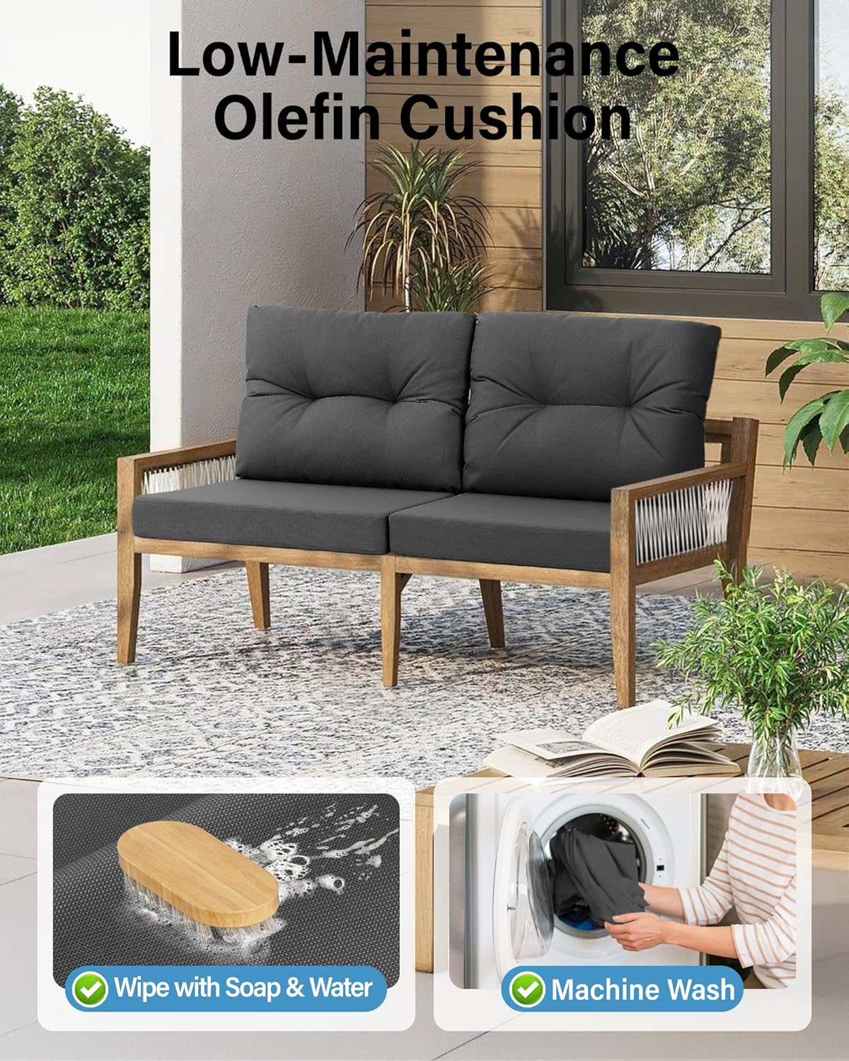 Conjunto de 4 almofadas cinza  - Outdoor Furniture Cushions 24 X 24 avaliação e preço