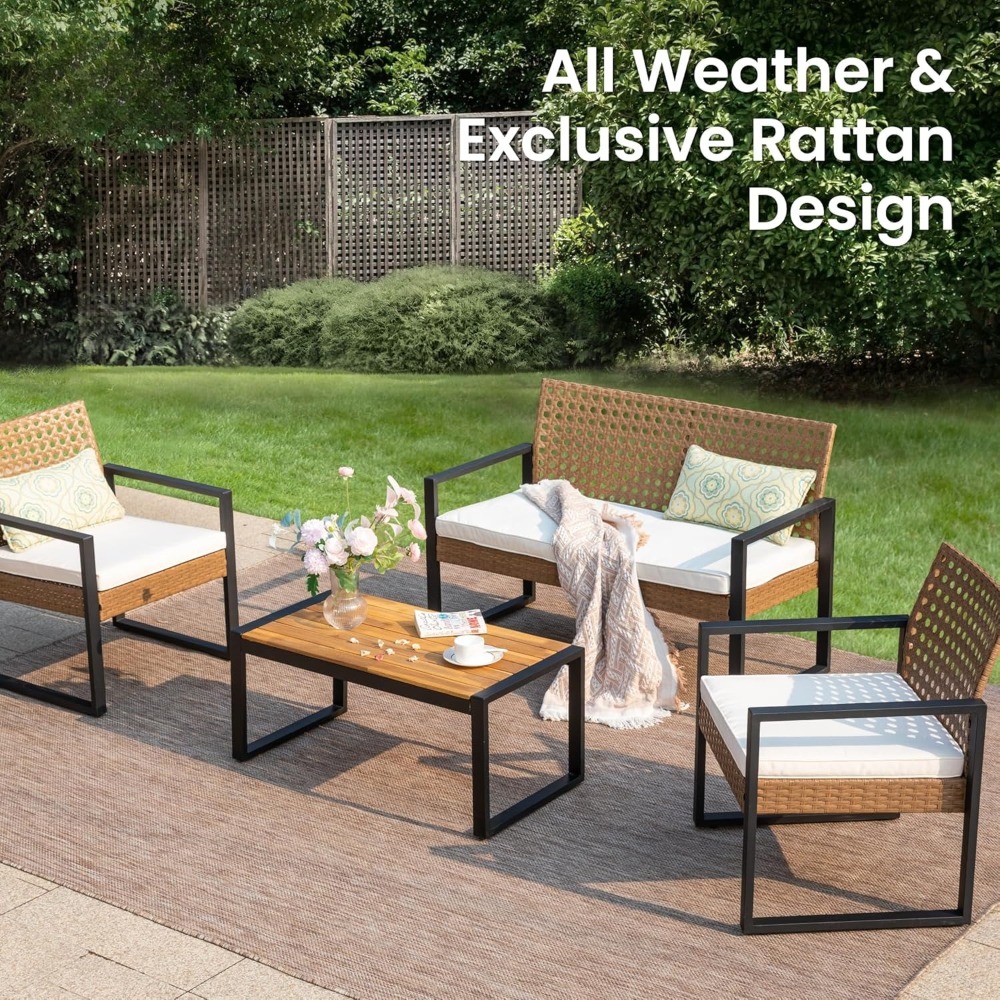 Conjunto de Móveis de Vime par - Outdoor Furniture Loveseat avaliação e preço