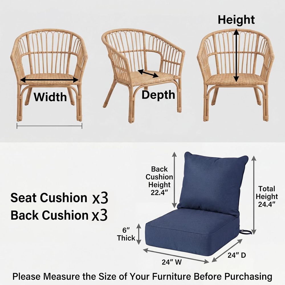 6 Almofadas Grossas para Cadei - Outdoor Furniture Cushions 24 X 24 avaliação e preço