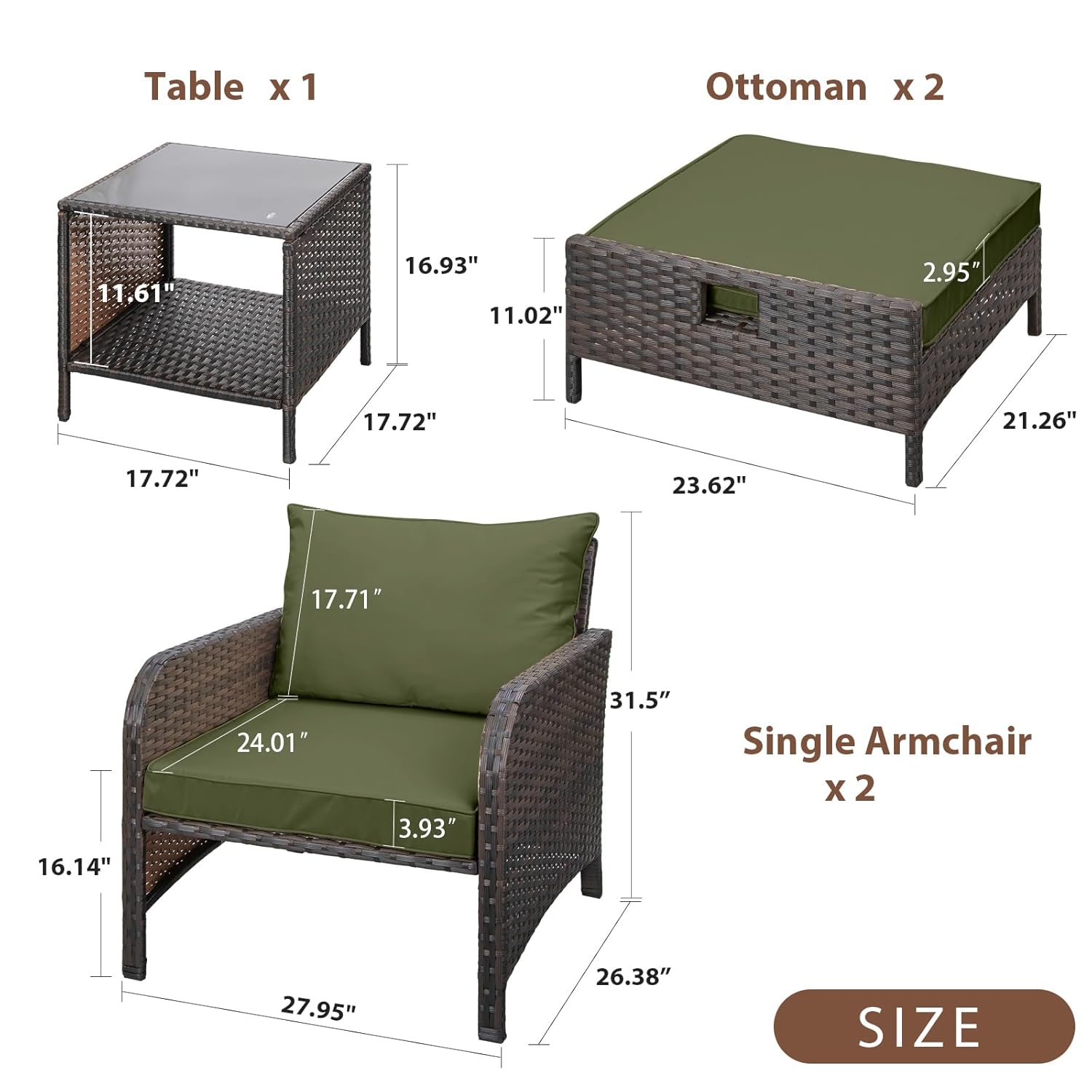 Conjunto de 5 Peças de Rattan  - Outdoor Furniture Set avaliação e preço