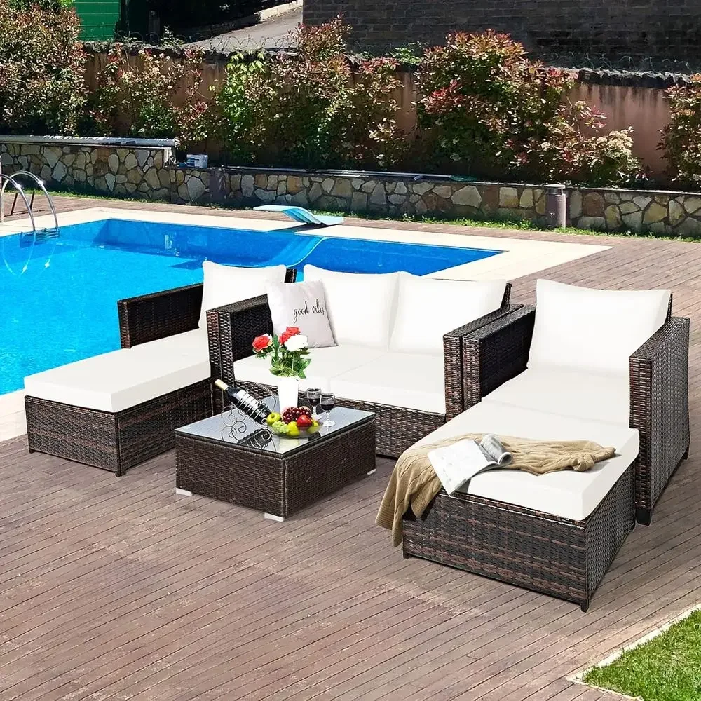 Conjunto de Móveis de Vime par - Outdoor Furniture Loveseat avaliação e preço