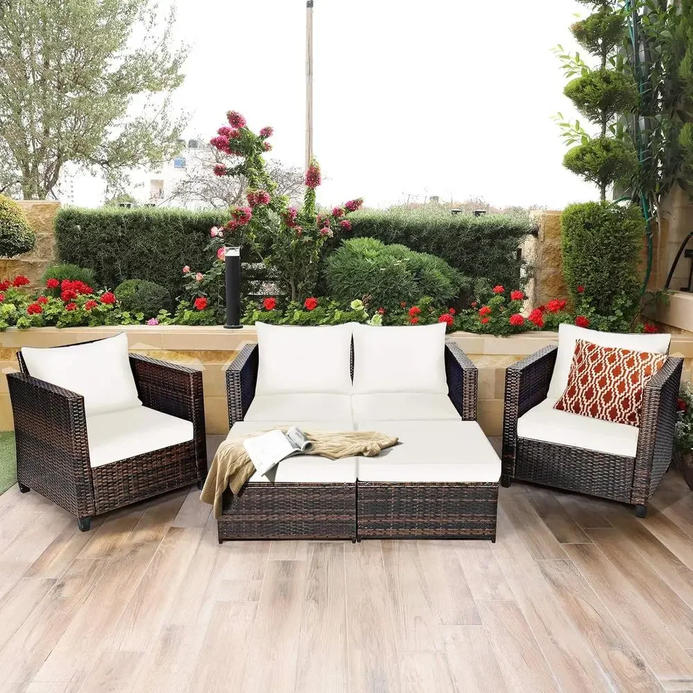 Conjunto de Móveis de Vime par - Outdoor Furniture Loveseat avaliação e preço