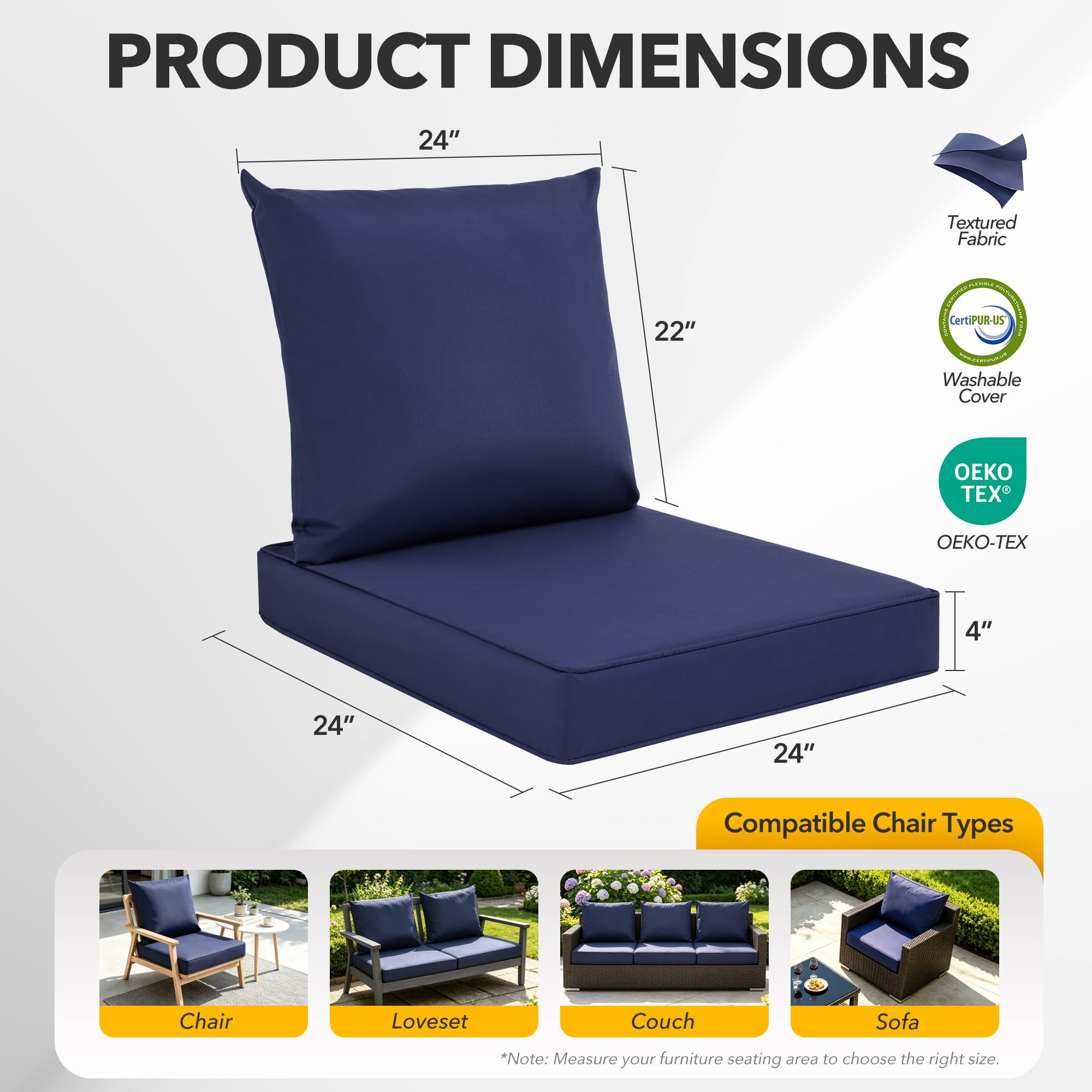 Conjunto de 4 almofadas para c - Outdoor Furniture Cushions 24 X 24 avaliação e preço