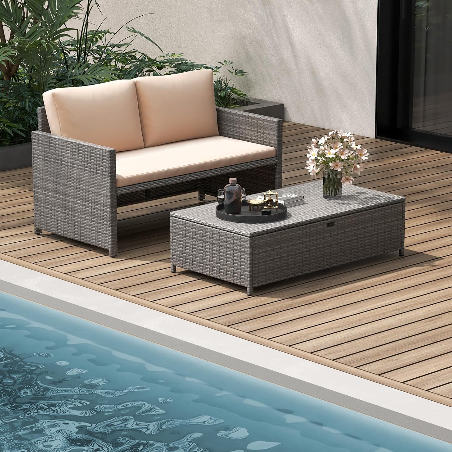 Sofá de Jardim em Vime com Alm - Outdoor Furniture Loveseat avaliação e preço