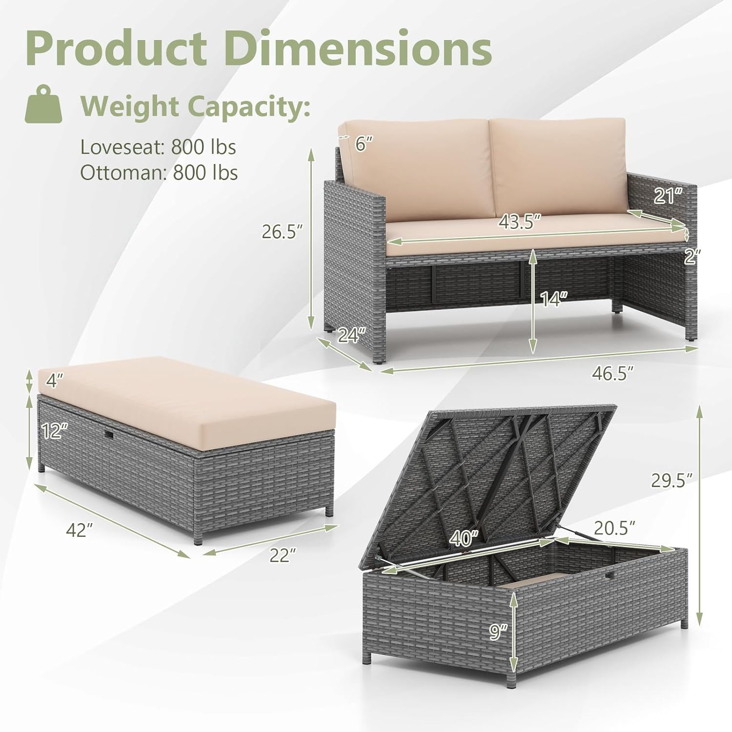 Sofá de Jardim em Vime com Alm - Outdoor Furniture Loveseat avaliação e preço