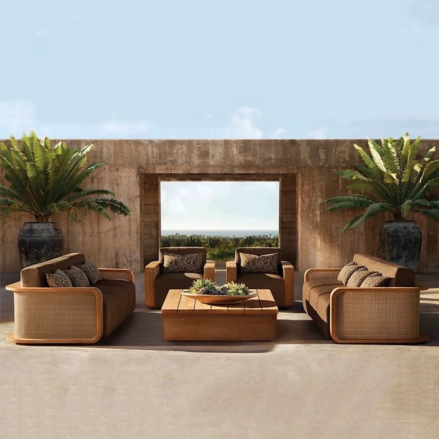 # Sofá Moderno de Teak com Des - Outdoor Furniture Teak avaliação e preço